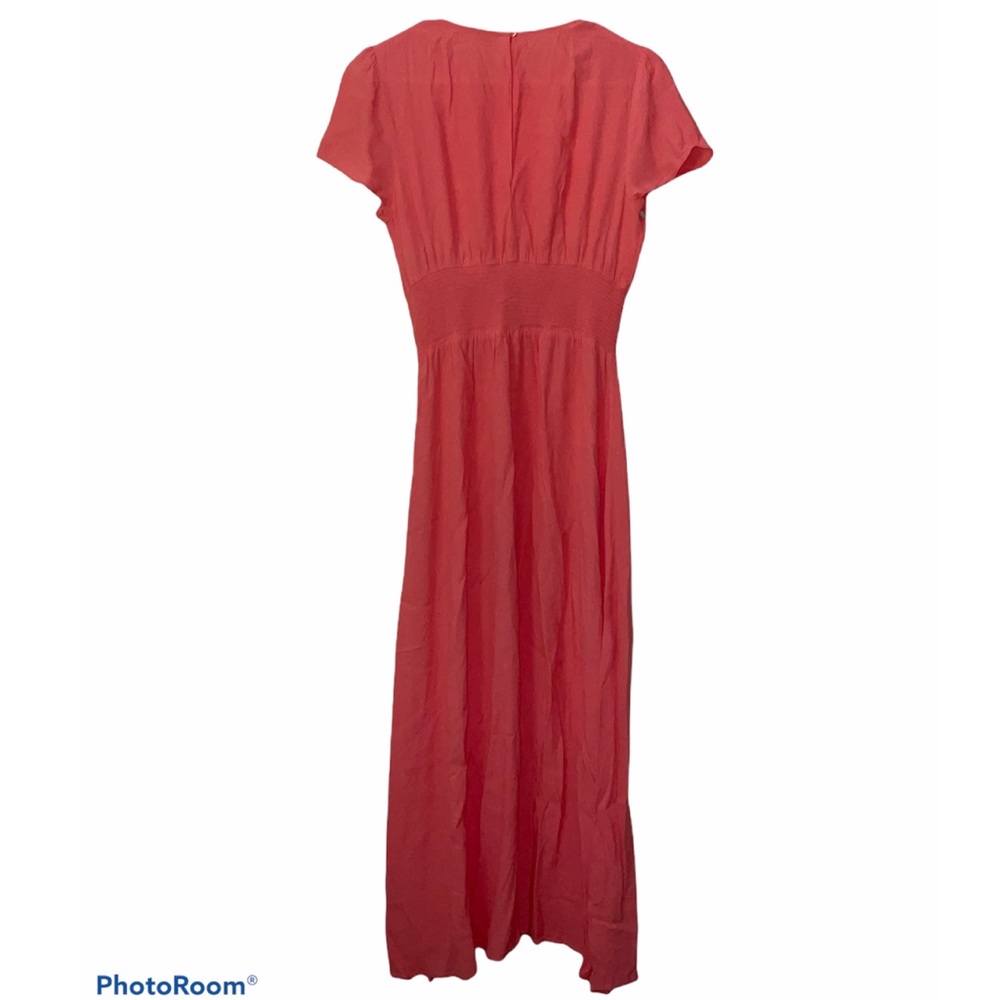 Wilfred Women's Aritzia Maxime Dress Medium Orange Short Sleeves Smocked Waist - Picture 13 of 15